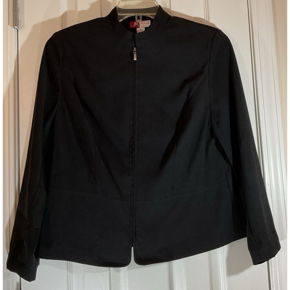 JM Collection Women's Black Jacket Size 10 Full Zip Lined Career Classic Office